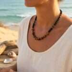 Collar boho unisex con gemas de ojo de tigre, amatista o lapislázuli