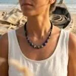Collar boho unisex con gemas de ojo de tigre, amatista o lapislázuli