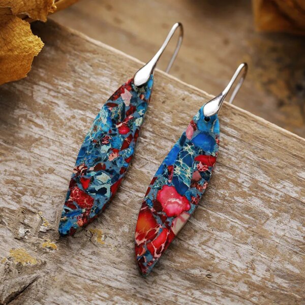 Pendientes de la alineación de mente, cuerpo y espíritu con jaspe multicolor