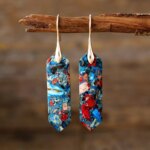 Pendientes de la alineación de mente, cuerpo y espíritu con jaspe multicolor