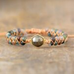 Pulsera boho de la abundancia con piedras de ágata de la India y pirita