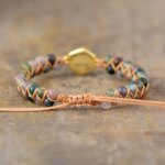 Pulsera boho de la abundancia con piedras de ágata de la India y pirita