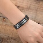 Pulsera para hombre del instinto de la supervivencia con hematita