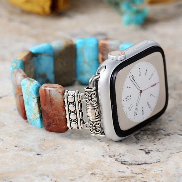 Correa Apple Watch playera elástica con piedras de jaspe