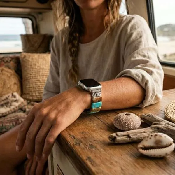 Correa Apple Watch playera elástica con piedras de jaspe