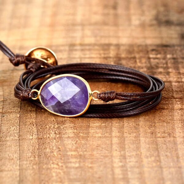 Pulsera boho de "mi momento zen" con piedra de amatista natural