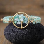 Pulsera espiritual hecha a mano del árbol de la vida con piedras naturales