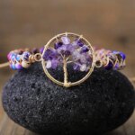 Pulsera espiritual hecha a mano del árbol de la vida con piedras naturales