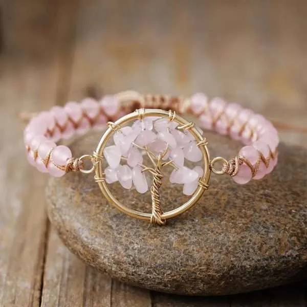 Pulsera espiritual hecha a mano del árbol de la vida con piedras naturales