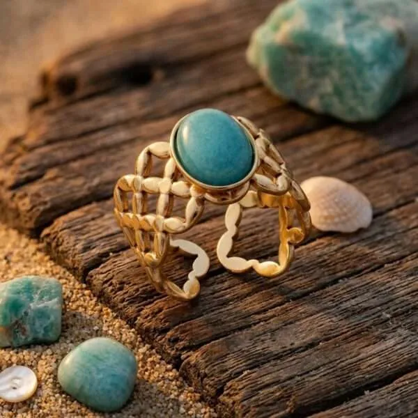 Anillo boho ajustable de las 4 gemas de la reconexión interior