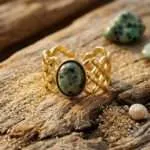 Anillo boho ajustable de las 4 gemas de la reconexión interior