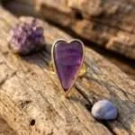 Anillo Boho Ajustable de los 5 Corazones con Piedra Natural