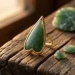 Anillo Boho Ajustable de los 5 Corazones con Piedra Natural