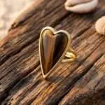 Anillo Boho Ajustable de los 5 Corazones con Piedra Natural