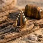 Anillo Boho Ajustable de los 5 Corazones con Piedra Natural