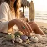 Anillo Boho Ajustable de los 5 Corazones con Piedra Natural