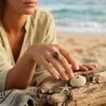 Anillo Boho Ajustable de los 5 Corazones con Piedra Natural