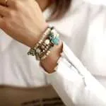 Collar símbolo 'OM' de la precognición con corazón de jaspe y ágata árbol