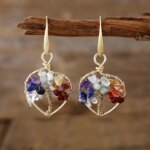 Pendientes espirituales del Árbol de la Vida con 7 piedras diferentes