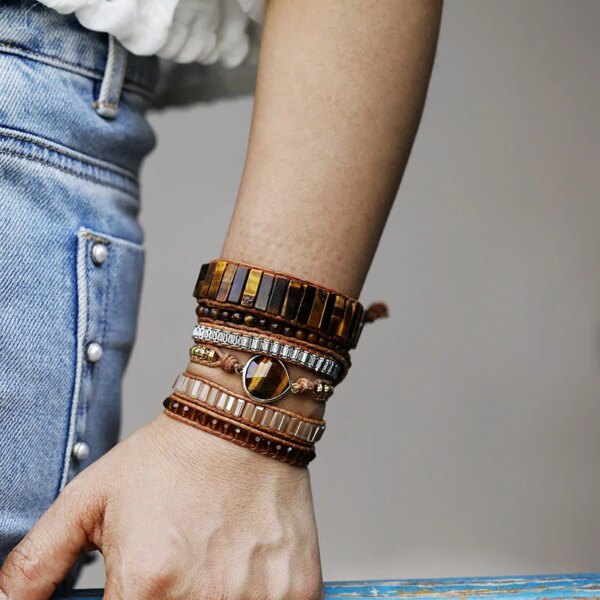 Pulsera boho de la buena toma de decisiones con ojo de tigre