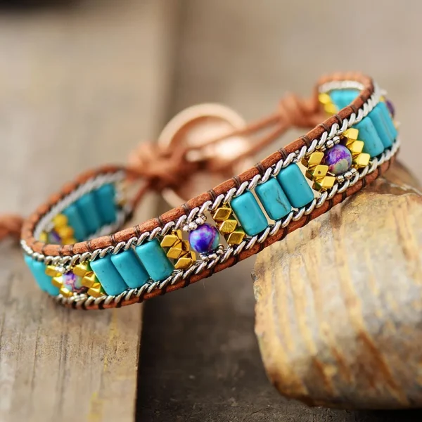 Pulsera de estilo árabe de Medina Azahara con turquesa y jaspe