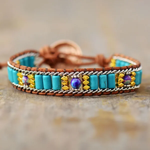 Pulsera de estilo árabe de Medina Azahara con turquesa y jaspe