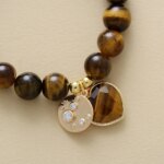 Pulsera hippie chic con piedras de ojo de tigre, cuarzo rosa o cuarzo cristal