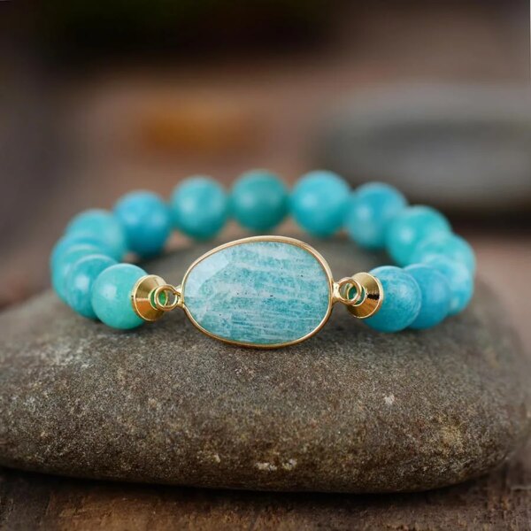 Pulsera zen de la buena escucha con piedras de amazonita
