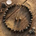 Conjunto espiritual de collar y pendientes con cuentas de piedras naturales