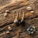 Conjunto espiritual de collar y pendientes con cuentas de piedras naturales