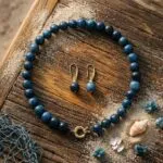 Conjunto espiritual de collar y pendientes con cuentas de piedras naturales