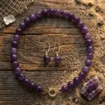 Conjunto espiritual de collar y pendientes con cuentas de piedras naturales
