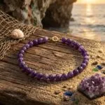 Conjunto espiritual de collar y pendientes con cuentas de piedras naturales