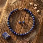Conjunto espiritual de collar y pendientes con cuentas de piedras naturales