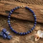 Conjunto espiritual de collar y pendientes con cuentas de piedras naturales
