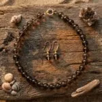 Conjunto espiritual de collar y pendientes con cuentas de piedras naturales