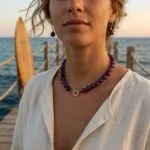 Conjunto espiritual de collar y pendientes con cuentas de piedras naturales