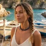 Conjunto espiritual de collar y pendientes con cuentas de piedras naturales