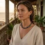 Conjunto espiritual de collar y pendientes con cuentas de piedras naturales