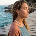 Conjunto espiritual de collar y pendientes con cuentas de piedras naturales