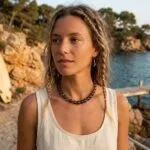 Conjunto espiritual de collar y pendientes con cuentas de piedras naturales