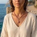 Collar de la energía protectora con piedras ojo de tigre, ónix o cuarzo fresa
