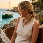Collar de la energía protectora con piedras ojo de tigre, ónix o cuarzo fresa