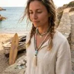 Collar Japa Mala 108 con turquesa africana, amazonita, shoushan y cuarzo cristal