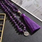 Collar Japa Mala 108 cuentas de meditación con gemas de amatista natural