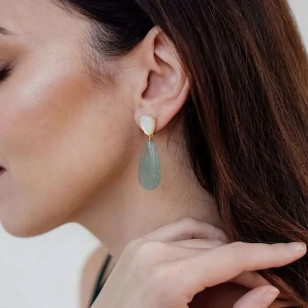 Pendientes "Amor de Océano" con fluorita verde y nácar