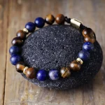 Pulsera unisex elegante boho chic con ojo de tigre y sodalita