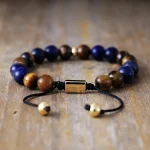 Pulsera unisex elegante boho chic con ojo de tigre y sodalita