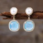 Surtido de pendientes de la elegancia bohemia con piedras naturales