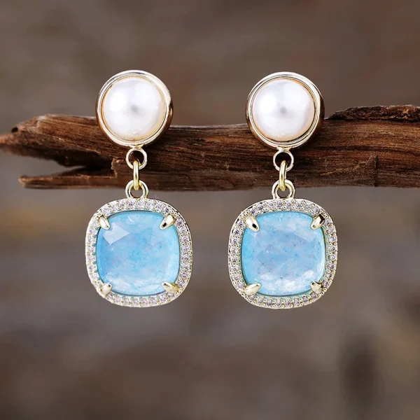 Surtido de pendientes de la elegancia bohemia con piedras naturales